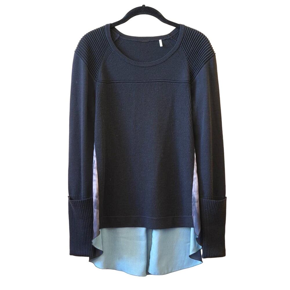 Elie Tahari Merino Wool Long Sleeve Jumper Knit Sweater Top Scoop Neck Small